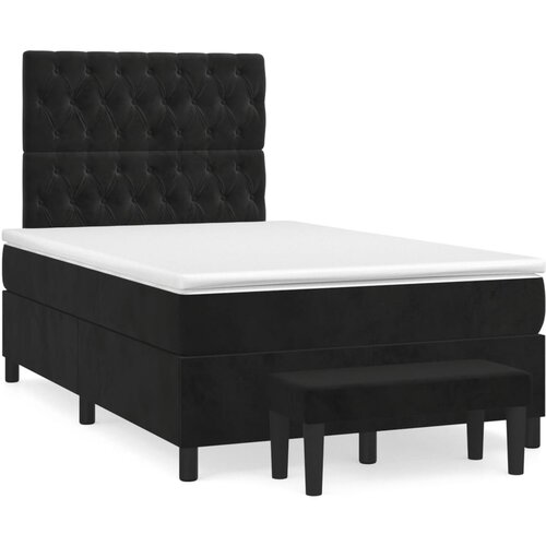  The Living Store Box spring postelja z vzmetnico črna 120x190 cm žamet - Box Spring Postelja, (21488244) Cene