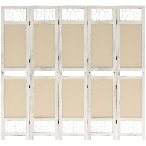 VidaXL Paravan 5-delni krem 175x165 cm blago Slike