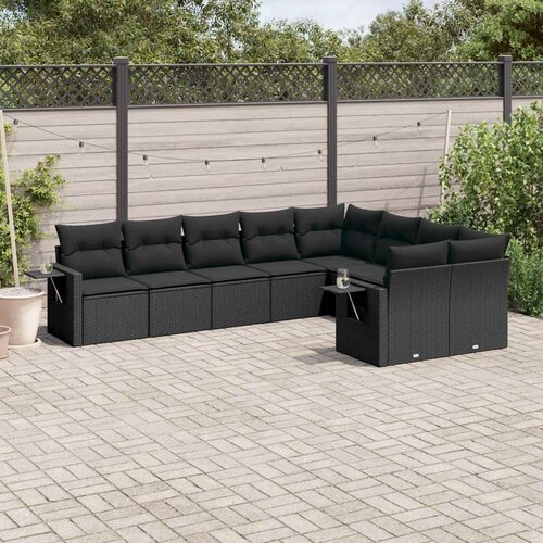  9-dijelni set vrtnih sofa s jastucima crni od poliratana Cijene