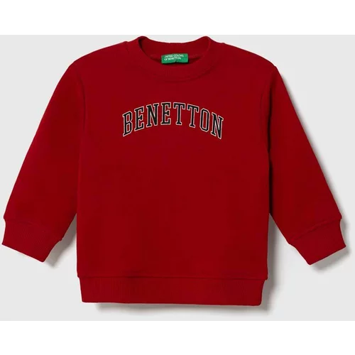 United Colors Of Benetton Otroški bombažen pulover rdeča barva