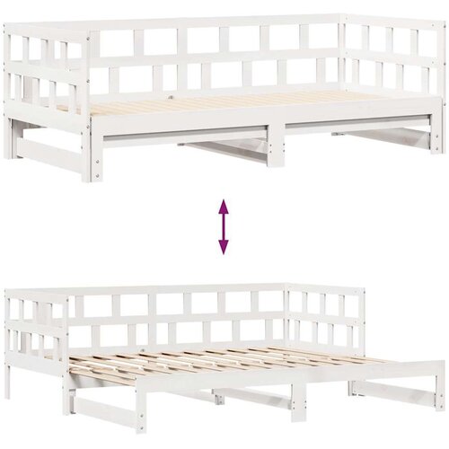 vidaXL Izvlečna dnevna postelja s predali bela 80x200cm trdna borovina Cene