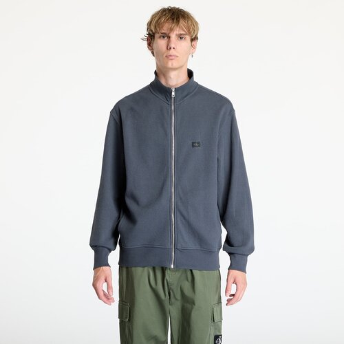 Calvin Klein Sweatshirt Jeans Woven Label Waffle Jacket Ebony M Cene