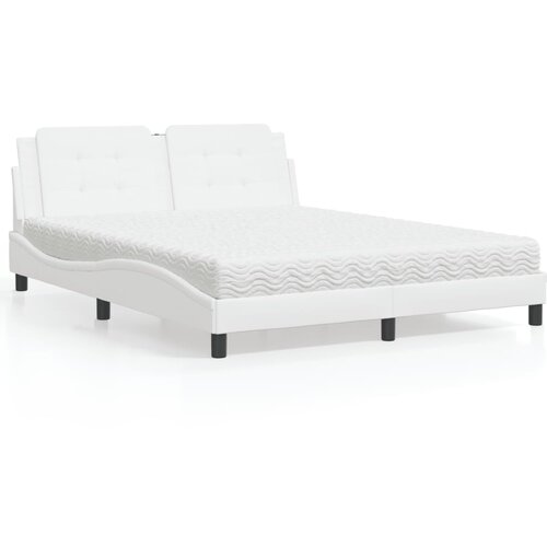  The Living Store Postelja z vzmetnico bela 160x200 cm umetno usnje - Postelja, (21441547) Slike