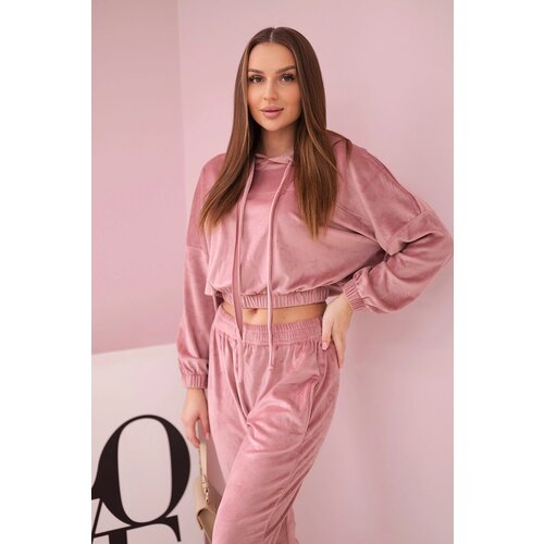 Kesi Velour Hooded Set - Dark Powder Pink Cene