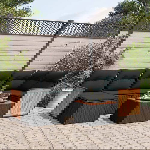 vidaXL 7-dijelni set vrtnih sofa od poliratana s jastucima crni Cijene