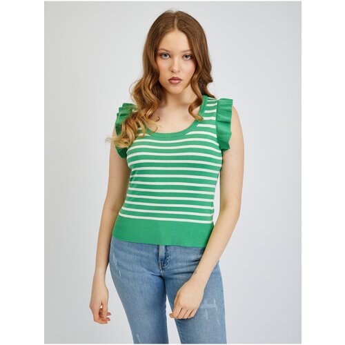 Orsay White Green Women Striped T-Shirt - Women Cijene