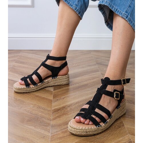 Gemre Black espadrille sandals on a low platform Amur Cene