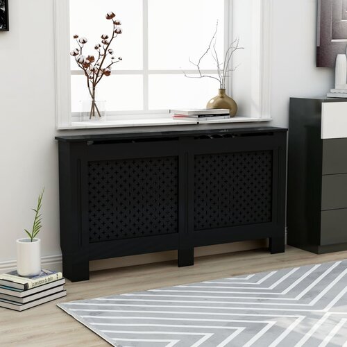 vidaXL Pokrov za radiator črn 152x19x81,5 cm mediapan, (20769851) Cene