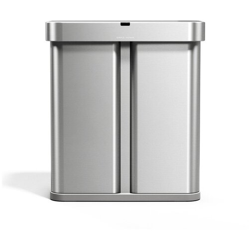 Simplehuman Jeklen ko&amp;scaron; za smeti 34+24 l za ločevanje odpadkov/brezstični v srebrni barvi Dual Sensor &amp;ndash; Slike