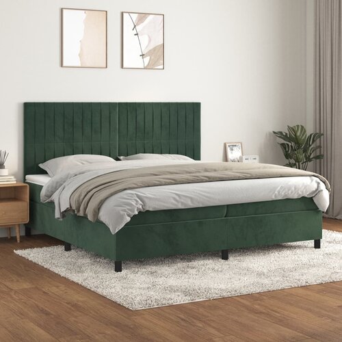  The Living Store Box spring postelja z vzmetnico temno zelena 200x200 cm žamet - Box Spring Postelja, (21488514) Slike