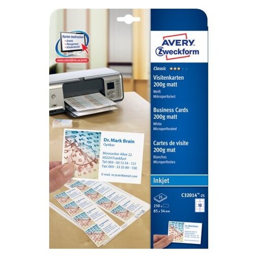 Avery Zweckform Vizitke 85 x 54 mm, inkjet, 200 g/m&amp;sup2; Slike