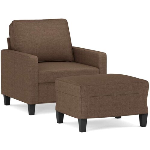  Fotelja s tabureom smeđa 60 cm od tkanine Slike