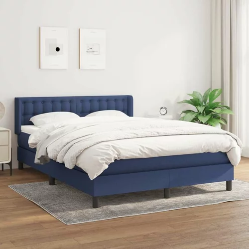  Box spring postelja z vzmetnico modra 140x200 cm blago, (20896224)