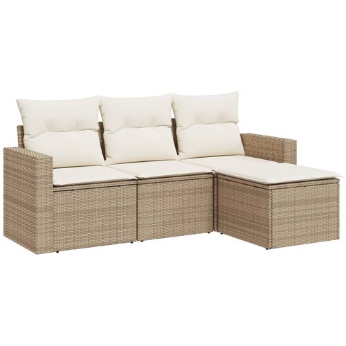 vidaXL 4-dijelni set vrtnih sofa s jastucima bež od poliratana Cijene