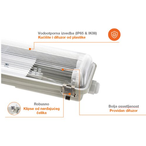 Ledvance ARMATURA VODOOTPORNA IP65 ZA LED CEV G13 OD 600MM-NA 230V Cene