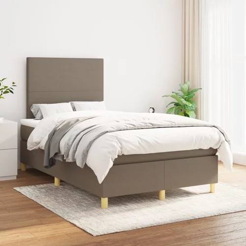 Krevet s oprugama i madracem smeđesivi 120 x 200 cm od tkanine