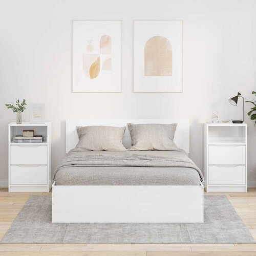 VidaXL Posteljne mize 2 pcs Visok sijaj bela 40 x 30 x 467 cm Slike