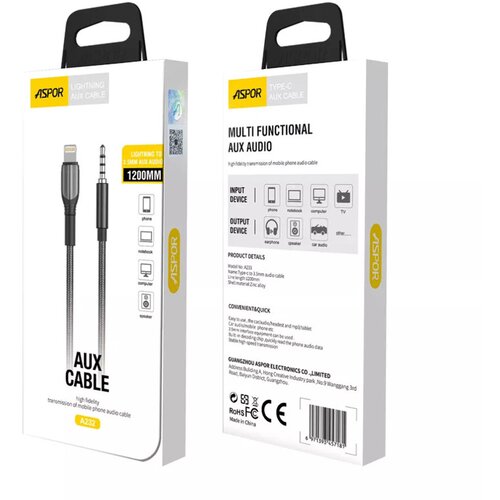  Adapter Aspor A232 3,5mm na lightning crni Slike