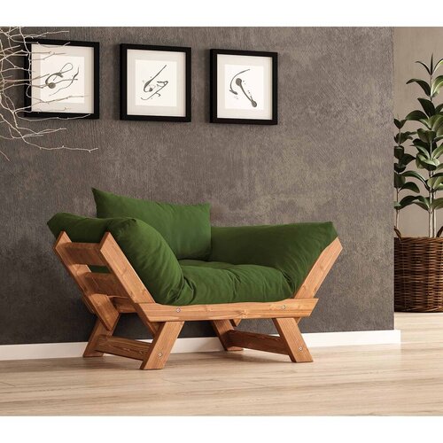 Hanah home Vrtna sofa s jednim sjedi&scaron;tem i jastukom, tikovina i zelena Cijene