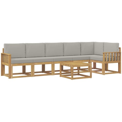  Set vanjskih sofa 7 kom. Bijela i svjetlosiva Smeđa 59 x 59 x 37 cm Slike