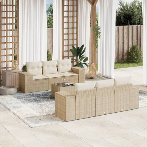  7-dijelni set vrtnih sofa od poliratana s jastucima bež 93 x 62 x 69 cm Cene