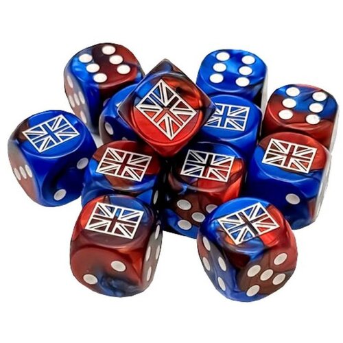 Chessex kockice - gemini - great britain war dice - blue-red & white - dice block 16mm (12) Cene
