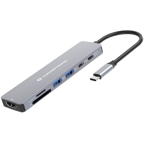  Conceptronic DO28G 7-in-1 USB 3.2 Gen 1 Docking Station, 4K60Hz HDMI, USB-A 5Gbps x 2, USB-C 5Gbps, SD, TF /MicroSD, 100W USB PD Slike
