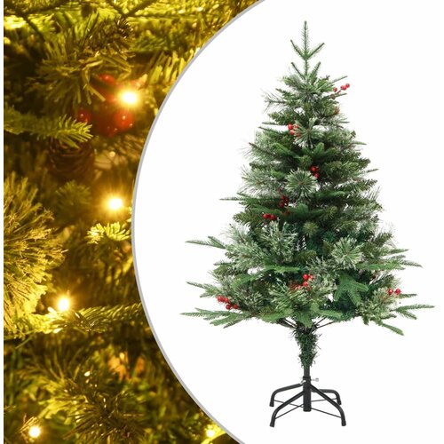 vidaXL božićno drvce s LED svjetlima i češerima zeleno 150 cm PVC i PE Cijene