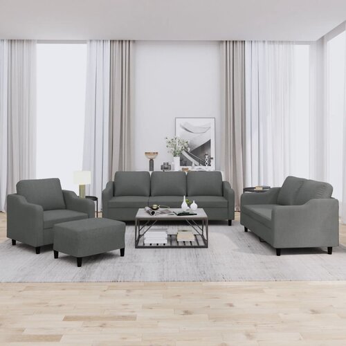  4-dijelni set sofa s jastucima tamnosivi od tkanine Siva Cijene