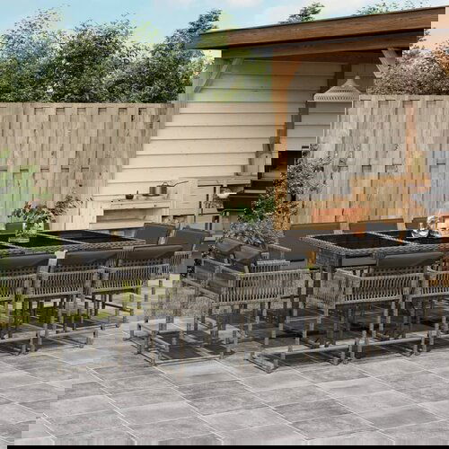  The Living Store Vrtna jedilna garnitura 13-delna z blazinami siv poli ratan - Vrtna Jedilna Garnitura, (21481051) Cene