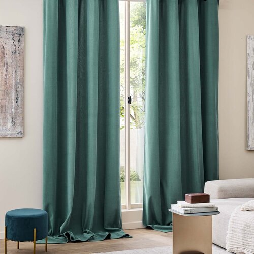 Douceur d int&amp;eacute;rieur Zelena izolacijska zavesa iz rebrastega žameta 140x260 cm Madison &amp;ndash; Slike