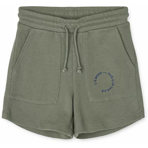 Liewood Otroške bombažne kratke hlače zelena barva