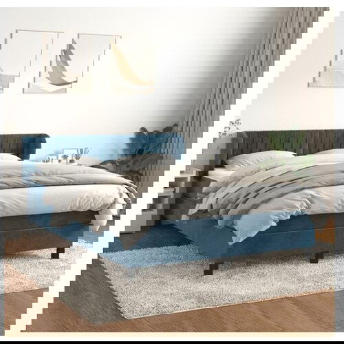 vidaXL Box spring postelja z vzmetnico temno modra 140x190cm Cene