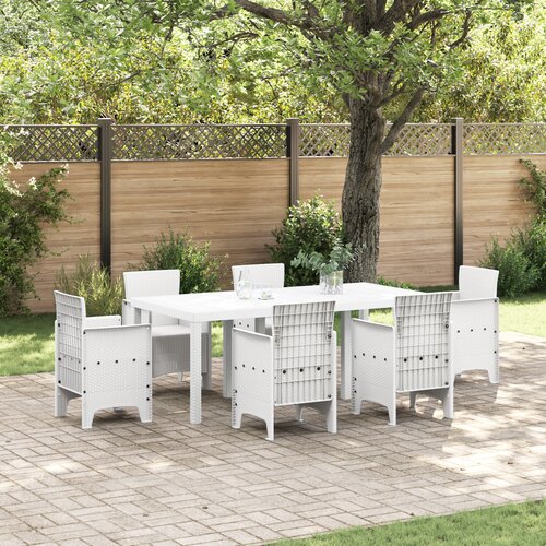vidaXL vrtna miza bela 200x100x73 cm poli ratan Cene