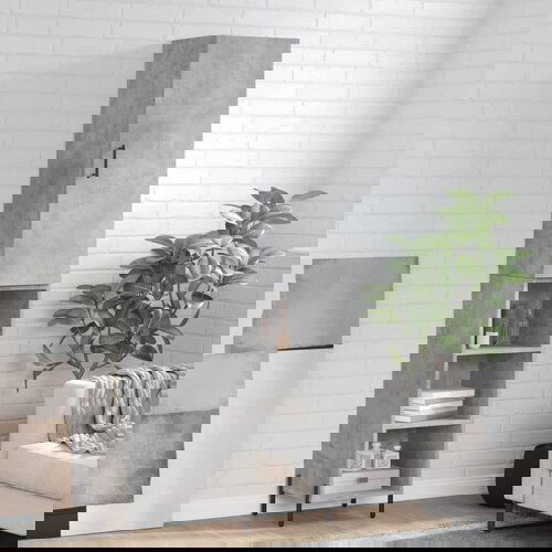 vidaXL Visoka omara betonsko siva 34,5x34x180 cm inženirski les Cene