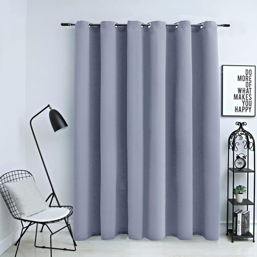VidaXL Zavjesa za zamračivanje s metalnim prstenima siva 290 x 245 cm Slike