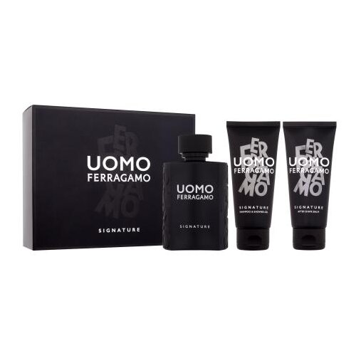 Ferragamo Uomo Signature Set parfemska voda 100 ml + &scaron;ampon i gel za tu&scaron;iranje 100 ml + balzam poslije brijanja 100 ml za mu&scaron;karce Cijene