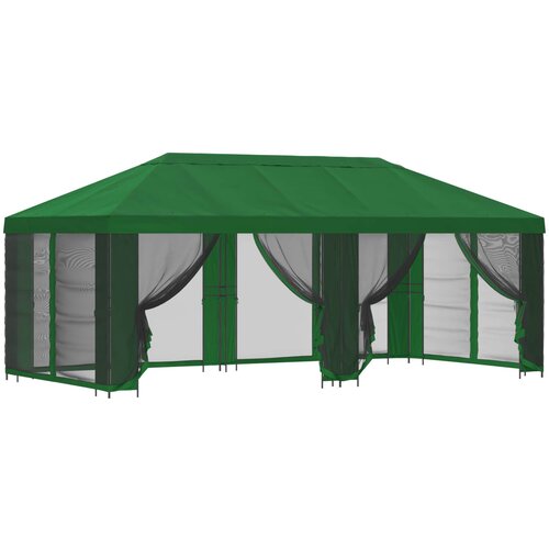 vidaXL Paviljon s stenami 6 x 3 m Zelena Poliester in jeklo 190, (5000219017) Cene