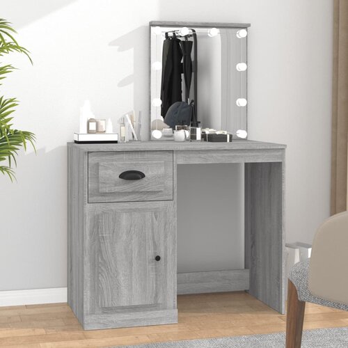 The Living Store Toaletna mizica z LED lučmi siva sonoma 90x50x132,5 cm inž. les - Toaletna Mizica, (21437491) Cene