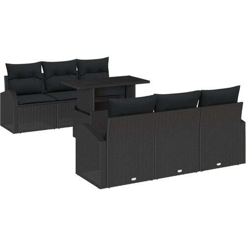  Vrtna garnitura - 4-dijelni set vrtnih sofa s jastučićima crni poli ratan Slike