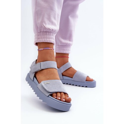 Big Star Women's Suede Platform Sandals Blue Slike