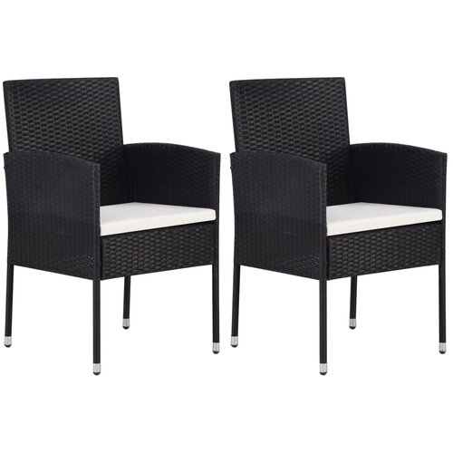 vidaXL Vrtni stoli s kremno belimi blazinami 2 kosa črn poli ratan Cene