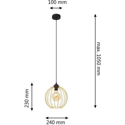  Luster na sajli MERCURE 1xE27/15W/230V zlatna/crna Slike