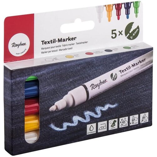 RAYHER Set flomastri za svetel in temen tekstil 2-4 mm 5 kosov, (22005688) Cene