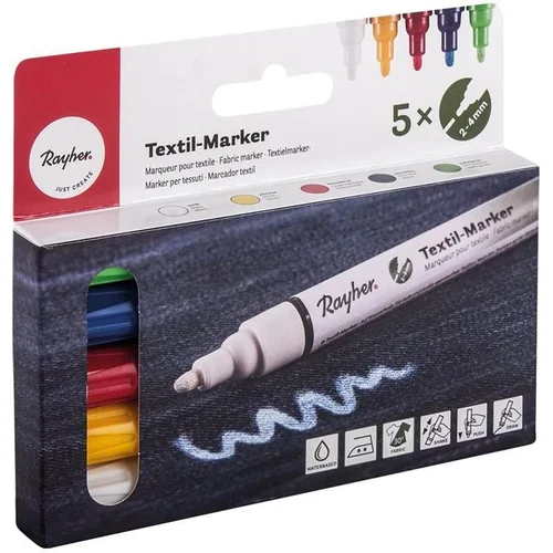 RAYHER Set flomastri za svetel in temen tekstil 2-4 mm 5 kosov, (22005688)