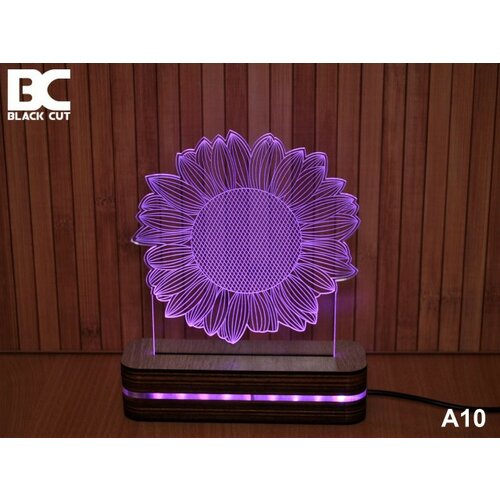 Black Cut 3D lampa sa 9 različitih boja i daljinskim upravljačem - cvet ( A10 ) Slike