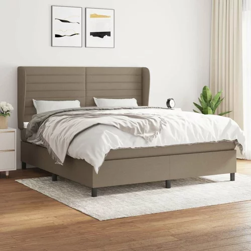  Box spring postelja z vzmetnico taupe 160x200 cm blago, (20893543)
