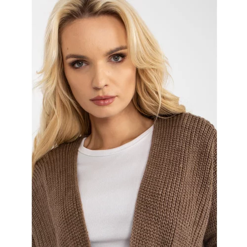 Fashion Hunters Brown knitted cardigan with 3/4 sleeves RUE PARIS
