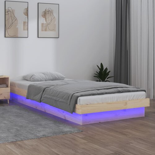  The Living Store LED posteljni okvir 100x200 cm trden les - Posteljni Okvir, (21449805) Slike