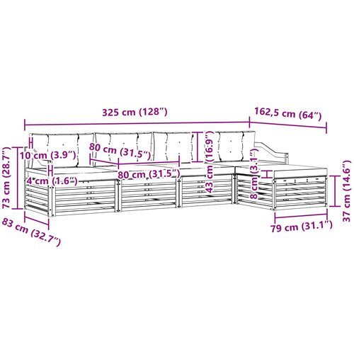  Set vanjskih sofa 5 kom. Prirodna i svijetlo siva 325 x 162,5 x 73 cm Slike